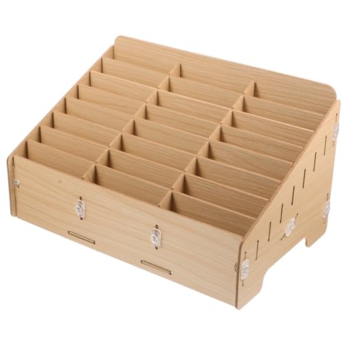Boîte de rangement de bureau bois 24 grilles OUNONA conteneur stockage articles divers - 2