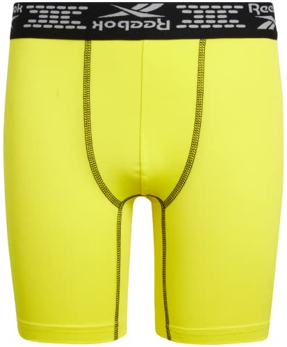 Reebok Boys’ Underwear – Long Leg Performance Boxer Briefs (3 Pack), Size Small, Light Grey/Yellow/Navy #TOP3