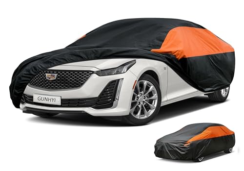 Image of GUNHYI Cadillac Car Cover Custom Fit Cadillac CT5 Waterproof All Weather for Automobiles, Lightweight Full Exterior Cover Outdoor Sun UV Rain Dust Snow Wind Protection.