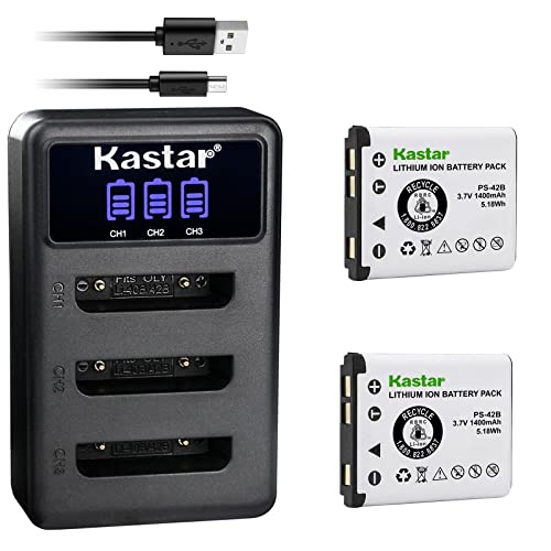 Kastar 2 Pack Battery and LCD Triple USB Charger Compatible with Panasonic N4FUYYYY0018 N4FUYYYY0019 N4FUYYYY0046 N4FUYYYY0047 Battery, Panasonic KX-TCA285 KX-TCA385 KX-UDT121 KX-UDT131 Handset