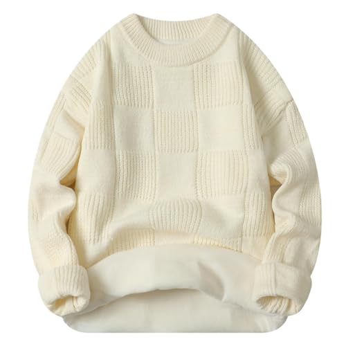 Pull en tricot de qualité supérieure à col rond épais pour homme