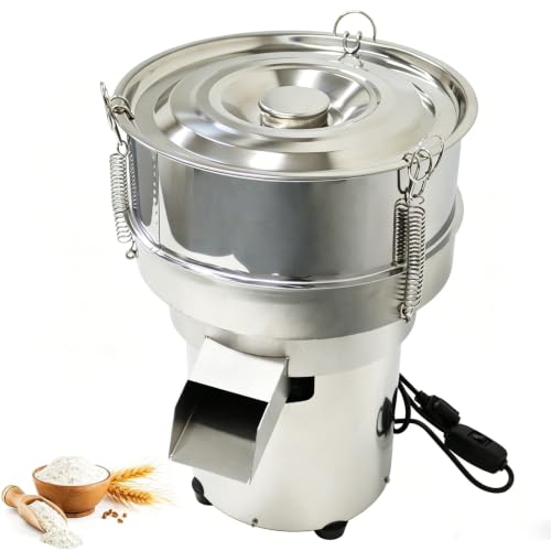 INTBUYING Automatic Powder Sifter Machine, Sieve Shaker Vibrating Machine, Electric Stainless Steel Powder Shaker, Electric Sieve Vibrating Screen with 60 Mesh Screen, 110V, 11.8 inch Diameter by INTBUYING - Used condition - US$137.99