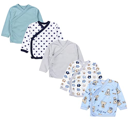 TupTam Baby Jungen Langarm Wickelshirt Baumwolle 5er Set, Farbe: Mehrfarbig...