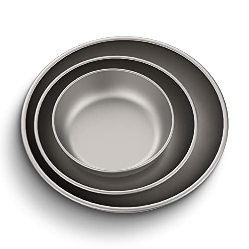 Tiandlife Titanium Camping Plates, Dish, Ti Dishware, Ultralight Dinnerware Piece For Backpacking & Camping, Anti-Rust And Easy To Clean For Hiking Picnic (3Pcs/Set) #TOP3