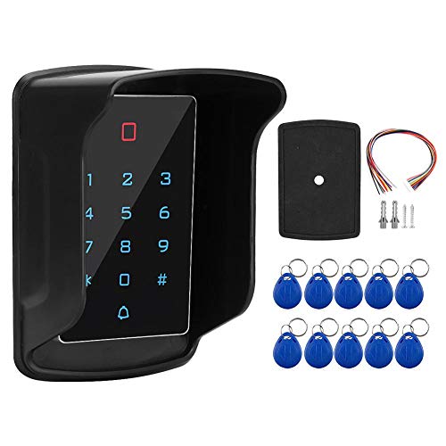 Tangxi Door Access Control System Kit, Access Control Keypad RFID Keyboard with Windshield & 10pcs Card Tag Keychains (Black, T12)