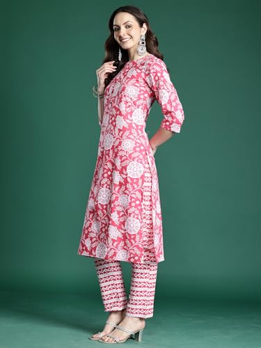 Image of INDO ERA Women Pure Cotton Kurta Set with Dupatta | Festive Suit Set, 11047