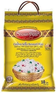 Ocean Pearl Golden Sella Basmati Rice - 10 Lbs - Aged Double Extra Long Grain Rice