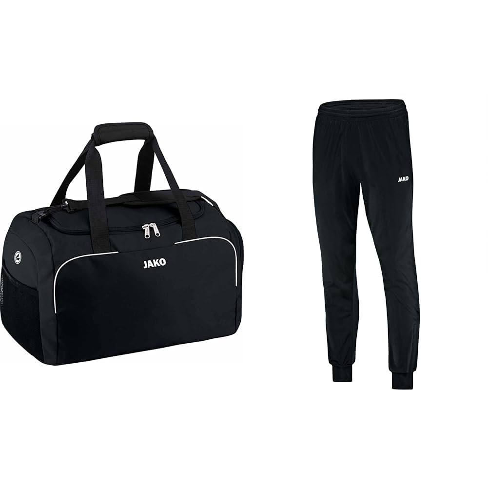 JAKO Sporttasche Classico, Bambini 38 x 21 x 28 cm (LxBxH), schwarz & Trainingshose Kinder Classico Schwarz Gr. 128
