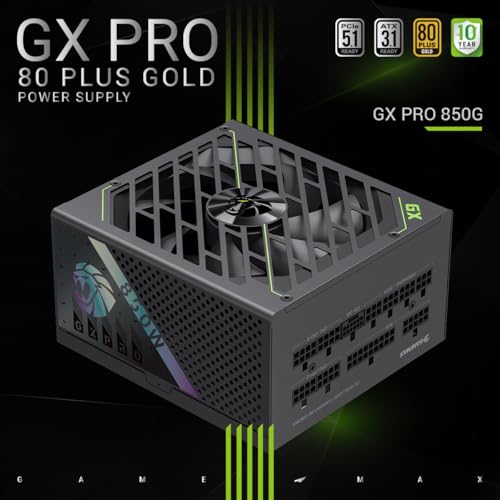 GXPRO 850G Alimentatore PC 850W completamente modulare, ATX3.1 PCIe5.1 con connettore 12V-2x6, 80 Plus Gold, condensatori giapponesi 105°C, 7 circuiti di protezione, 10 anni, nero - Alimentatore - Immagine 1