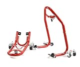 Surewheels Universal Motorcycle Front and Rear Wheel V Spool Dolly Stand Paddock Stands Lift Set, Re