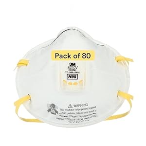 3M Particulate Respirator 8210V with Cool Flow Valve, Pack of 80, NIOSH APPROVED, Disposable, Smoke, Grinding, Sanding, Sawing, Sweeping, Woodworking, Dust