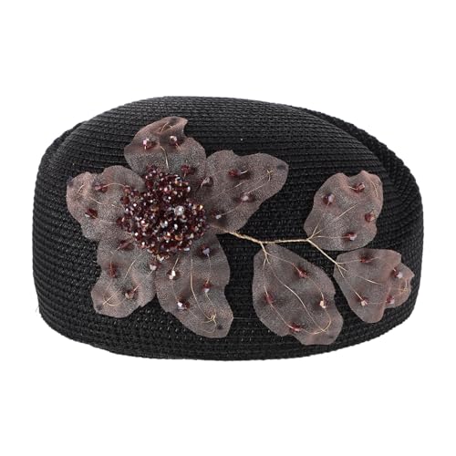 Chapeau français en paille style casquette d'hôtesse de l'air pour été