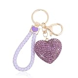 Mabor Cute Heart Bling Keychain for Women,Crystal Key Chains Wristlet for Car Keys Accessories, Heart Bag Charm for Handbags