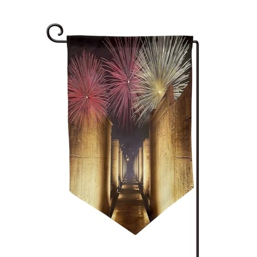 Banderas de jardín de primavera para exteriores, banderas de patio de ciudades persas antiguas, impresiones vibrantes de doble cara, perfectas para Pascua y decoración al aire libre, esquinas afiladas