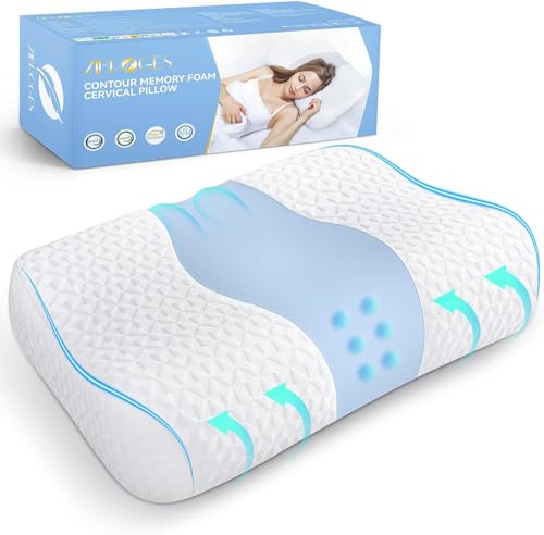 Zibroges Oreiller Cervical Mémoire Forme 40x60cm - Oreiller Memory Foam Conception Confort du Cou Oreiller de Sommeil pour Dormeurs sur Le Côté/Dos/Ventre, Housse de Oreillers Lavable, 60x40cm