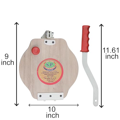 Image of Manual Puri & Dough Press Machine (10 Inch) | Wooden Body with Stainless Steel Plate | Multi-Purpose Papad, Khakhra, Empanada & Pathiri Maker | Hand Press for Home Kitchen E1