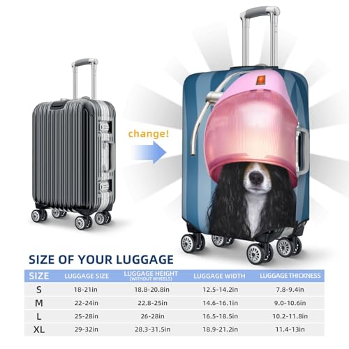 Dog In Hairdresser Print Luggage Cover For Suitcase,Washable Elastic Travel Suitcase Protector With Zipper Closure And Bottom Buckle – Fits 18-32" Luggage-Large4