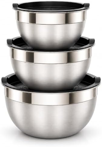 Conjunto de Tigelas de Aço Inox com Tampa – 3 Peças – Bowls para ...