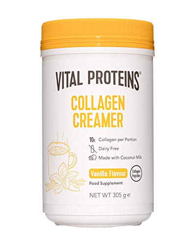 Vital Proteins Collageenkoffiecrème, geen zuivel & laag suikerpoeder met collageenpeptides supplement - met energieverhogende MCT's - vanille 305g