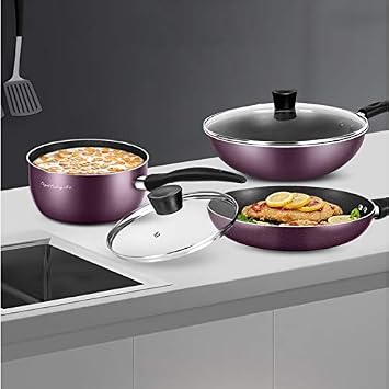 Nonstick Kitchen Cookware Set - Home Ware Pots and Pan, Includes Saucepan,Wok,Milk pan