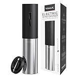 VINAK - Sacacorchos eléctrico recargable en acero inoxidable | Incluye batería recargable integrada + cable USB - C + cortacápsulas y espiral teflonada | Diseño moderno | Abrebotellas sin esfuerzo
