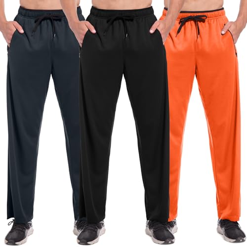 3 Pack Athletic Sweatpants, Workout Gym Running Training Jogging Pants