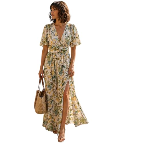 Robe satinée fleurie femme en satin premium au drapé chic et raffiné