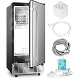 ICEVIVAL Commercial Under Counter Ice Maker Machine, 80Lbs/Day with 24lbs Storage, Auto-Cleaning, 24H Timer, Built-in Freestanding Ice Maker for Home/Commercial/Apartment. (Stainless Steel)