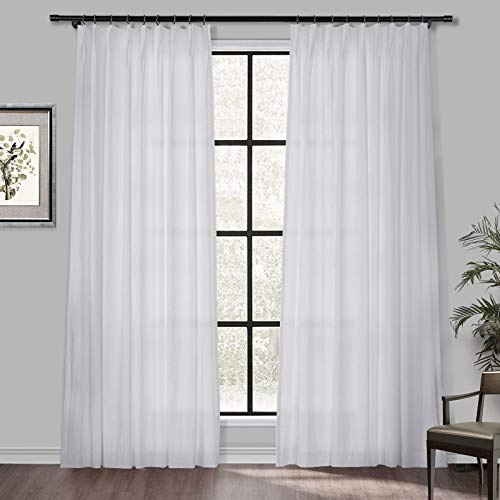 Chadmade Pinch Pleat 100W X 96L Room Darkening Lined Velvet Curtain Drapery Panel For Traverse Rod Or Track, Living Room Bedroom Club Theater Patio Door (1 Panel), White, Leon Collection #TOP29