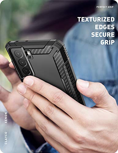 Image of Clayco Polycarbonate Xenon Cover Case for Samsung Galaxy S21 Plus 5G, [Built-in Screen Protector] Full-Body Rugged Cover Case Compatible for Fingerprint Reader, 6.7 inches 2021 Release (Black)