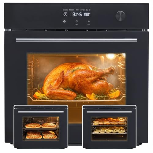 24 Inch Electric Wall Oven & Air Fry – 3000W Convection, 2.5 Cu. ft. Compact Size, Touch Control Digital Display, Multi-Function Cooking for Apartment, Shed, or Kitchen Remodel(NO Steam)