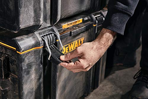 Durable DS300 toolbox with IP65 seal, 50kg load, auto-latching, removable tray, and tracker-ready design—ideal for secure, stackable jobsite tool storage. by DEWALT - Image 4