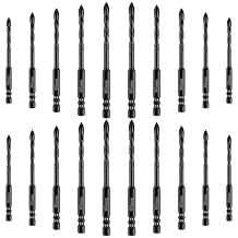 20Pcs Concrete Drill Bit Set 5mm Alloy Masonry Drill Bit Set Stable Carbide Tipped Tile Drill Bit Cross Head 1/4 Hex Shank Drilling Hole Bit for Concrete Cement Brick Wood 2 Set,3/16 5mm,20pcs
