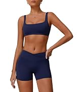 Color Block QBGJTD Women's Workout Set - Sports Bra & Lift Shorts Gym Wear