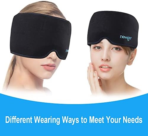 NEWGO Migrane Relief Head Ice Wrap, Reusable Hot Cold Therapy Headache Hat Ice Cap for Chronic Migraine, Tension Headache, Chemotherapy, Stress Relief, Puffy Eyes
