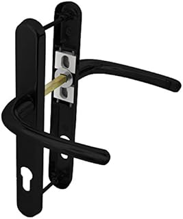 Ultra UPVC Door Handle Sprung 92PZ 215mm Screw Centres Double Glazing Pair Set (Black)