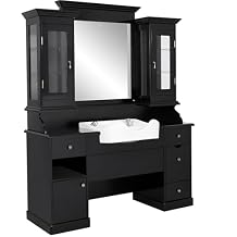 DIR Barber Station with Sink Beauty Styling Station and Sink Combination MOHEGAN, Black
