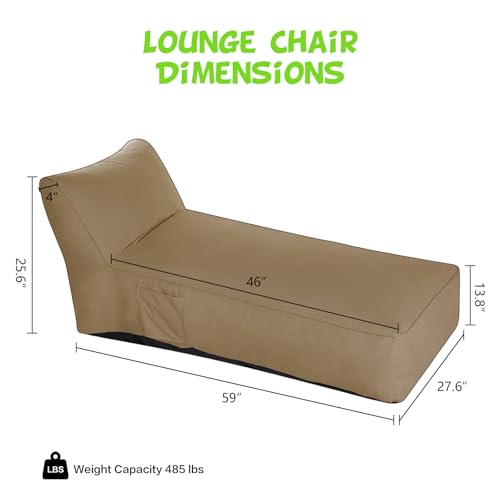 Modern-Depo Outdoor Chaise Lounge Chair, Sunbed UV Resistant Sofa Couch Patio Furniture Waterproof Outside Sunlounge Reclining Sunbathing Bed Comfy Single Chaise Daybed for Garden, Pool, Beach, Beige