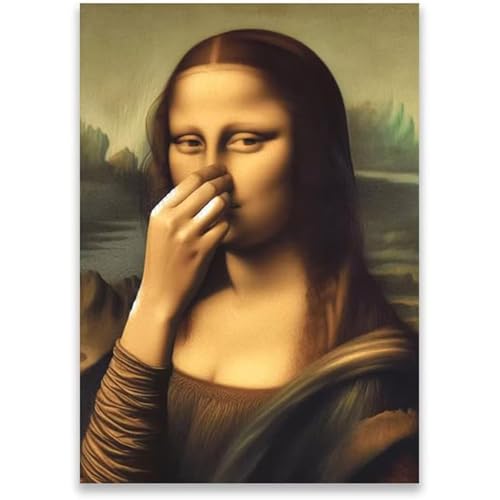 PDSYCB Mona Lisa Badezimmer Wandkunst Toilettenhumor Lustiges Poster Vintage Badezimmer Wandkunst Schlechter Geruch Ironische Wanddeko für Toilette Gäste-WC 20 x 30cm Rahmenlos