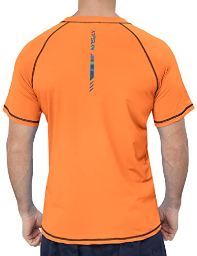 Men's Swim Shirts UPF 50+ Sun Protection Rash Guard Short Sleeve NOrange 3L