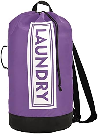 Purple Laundry Backpack Large Heavy Duty Laundry Bag with Shoulder Straps Waterproof Laundry bag for Traveling Camp Dirty Clothes Organizer for College Students