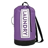 Purple Laundry Backpack Large Heavy Duty Laundry Bag with Shoulder Straps Waterproof Laundry bag for