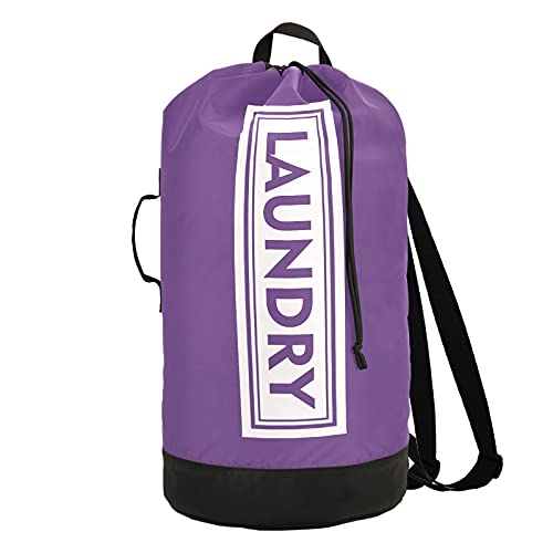Purple Laundry Backpack Large Heavy Duty Laundry Bag With Shoulder Straps Waterproof Laundry Bag For Traveling Camp Dirty Clothes Organizer For College Students #TOP1