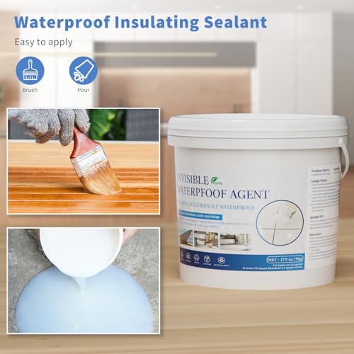Image of Transparent Waterproof Coating 175 Oz (5 KG), Invisible Waterproof Agent, Water-Based Repairing Leak Water Proof Glue, Indoor & Outdoor Liquid Sealant