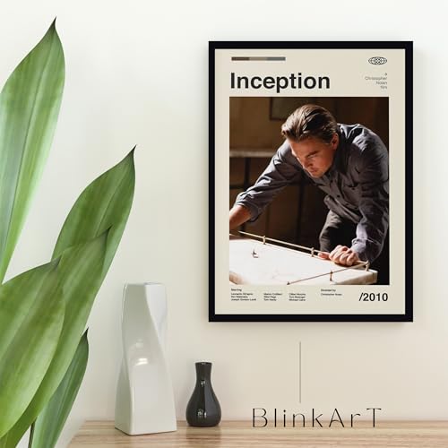 Image of BLINKART Inception Vintage Movie Poster Frame 12x18 Inch | Premium 300 GSM Paper Wall Print | Mid Century Vintage Film Artwork for Home, Bedroom, Living Room, Office | Framed Photo Decor