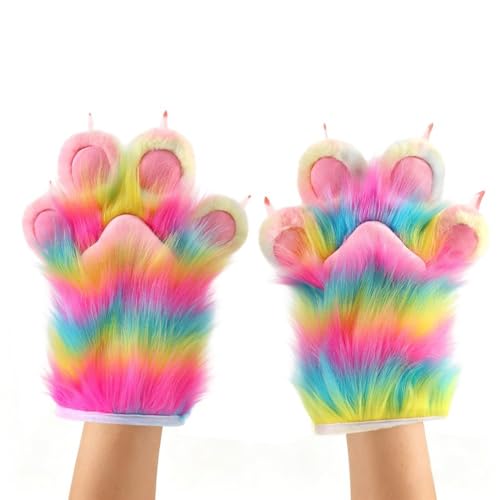 Guantes con forma de garra de animal de peluche cálidos para Halloween 8
