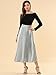 Allegra K Women's Party Elastic Waist Metallic Shiny Accordion Pleated Midi Skirt Medium Silver Tone