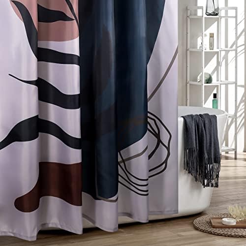 Boho Shower Curtain Boho Curtains with Hooks Leaves Waterproof Morandi Abstract Shower Curtain Mid Century Machine Washable Opaque Shower Curtain for Bathroom Mould & Mildew Resistant 180 x 180cm