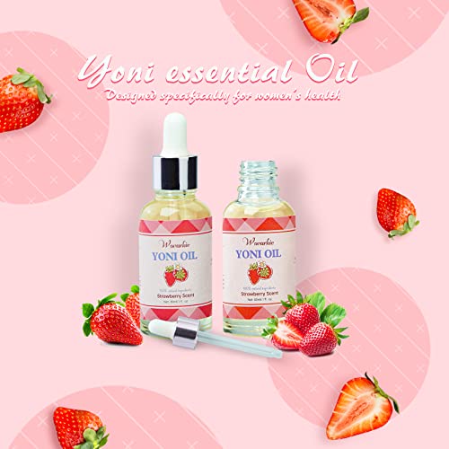 2 Packs Yoni Oil for Women, Natural Feminine Oil, Ph Balanced for Women, Eliminates Odor and Soothes, 100% Natural Feminine Deodorant Made with Strawberry Oils (1 fl oz/30 ml)