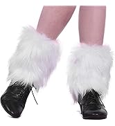 QEXUJOW Kunstpelz Stulpen Für Damen - 20cm Weiße Beinwärmer Für Winter Und Mottopartys